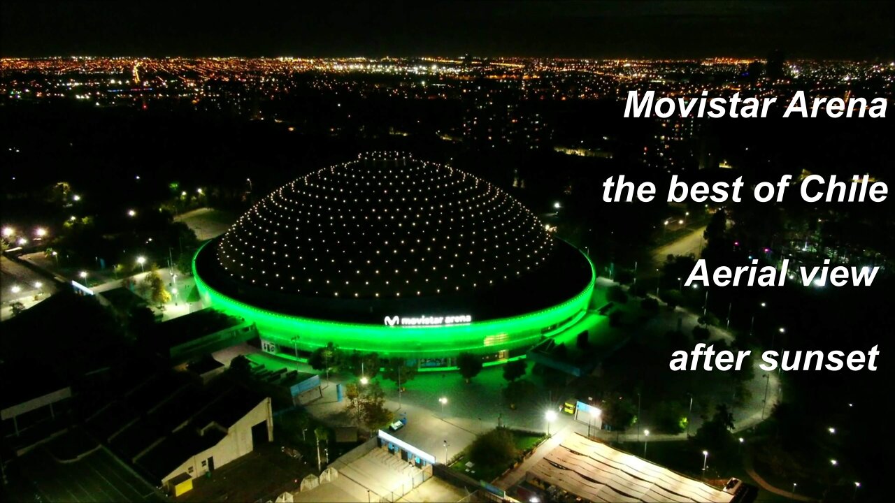 Movistar Arena the best of Chile after sunset aerial view