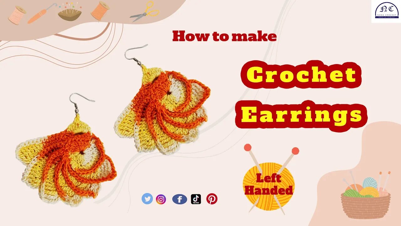 How to make crochet earrings ( Left - Handed ) - With the pattern