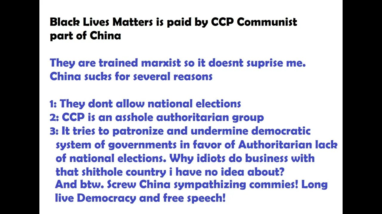 Black Lives Matters is funded by Communist Party of China (CCP)