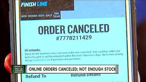 Online orders cancelled after stock runs out