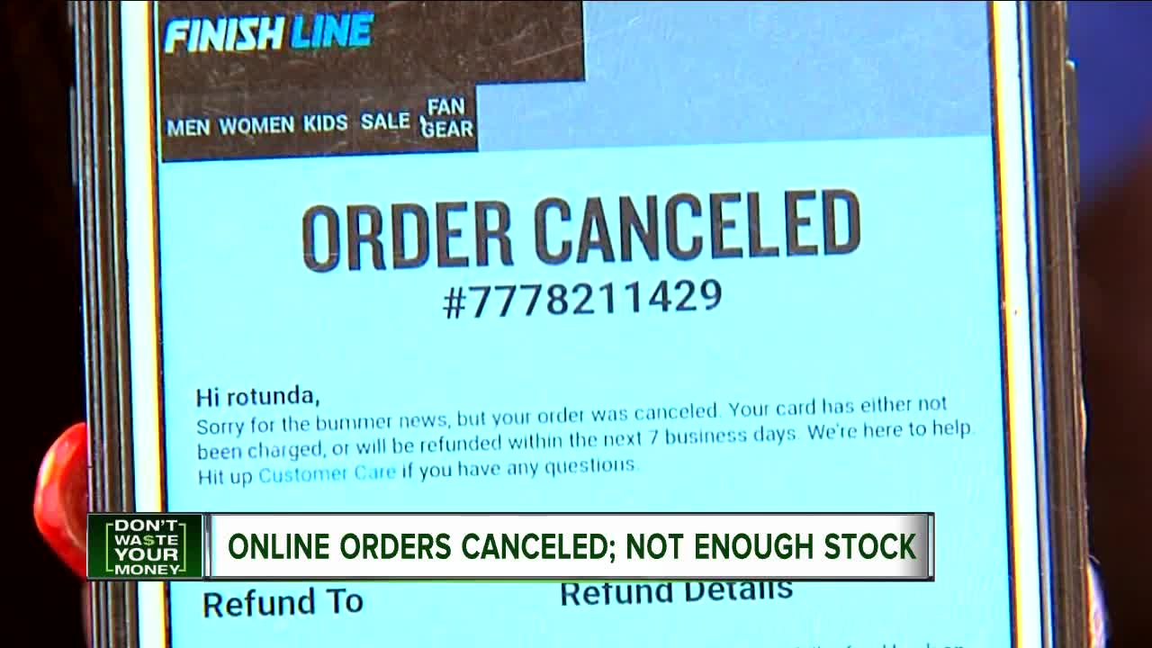 Online orders cancelled after stock runs out