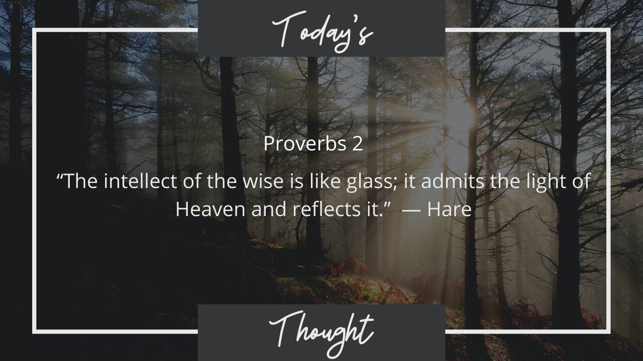 Today's Thought: Proverbs 2 "The intellect of the wise is like glass"