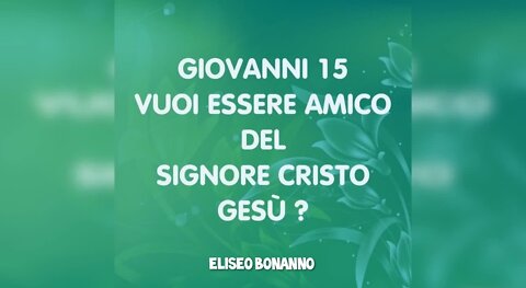 MEDITAZIONE GIOVANNI CAPITOLO 15: VOLETE ESSERE AMICI DEL SIGNORE CRISTO GESU'?