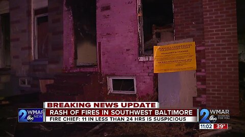 Baltimore City Fire crews are investigating a series of fires in the city's Southwest region.