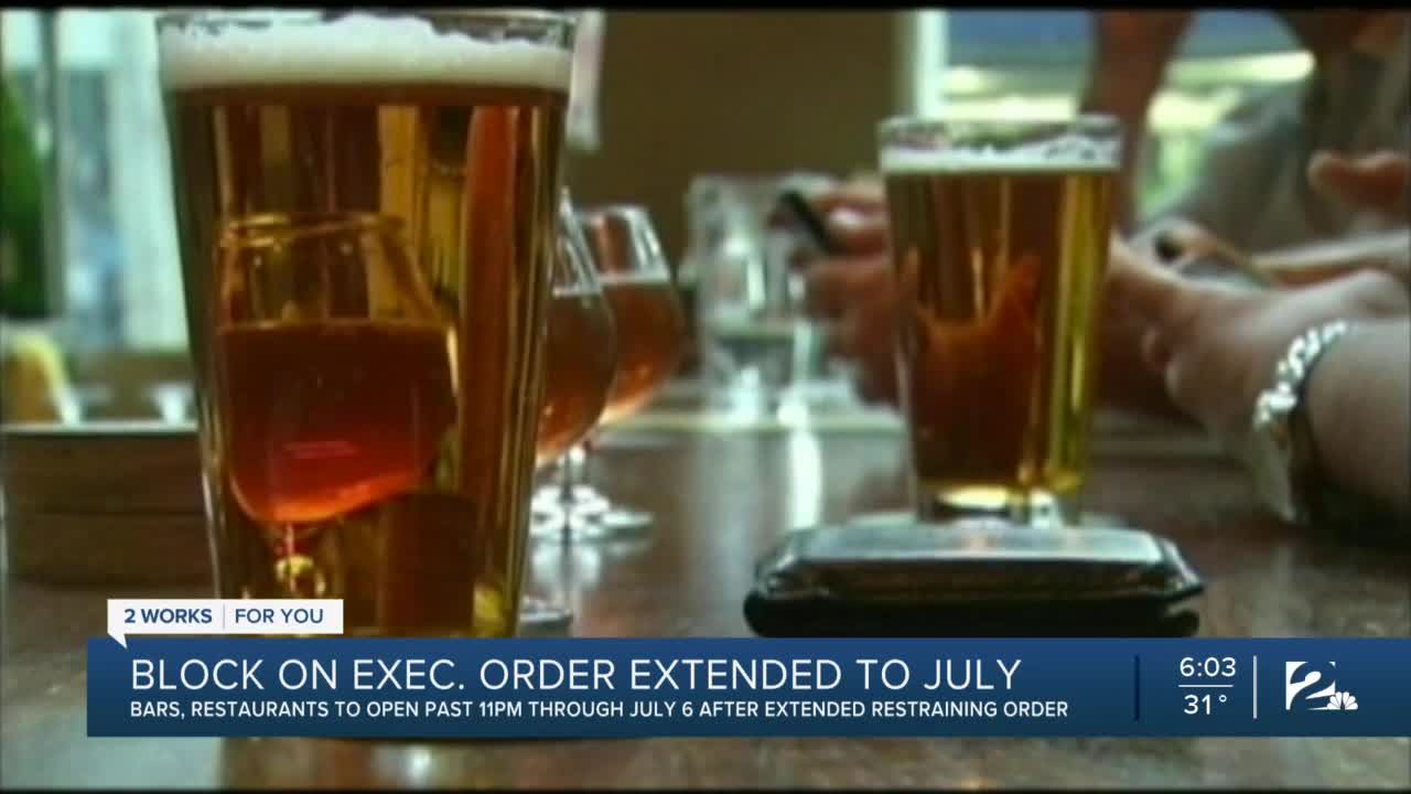 Bars, restaurants to open past 11 p.m. through July 6 after extended restraining order