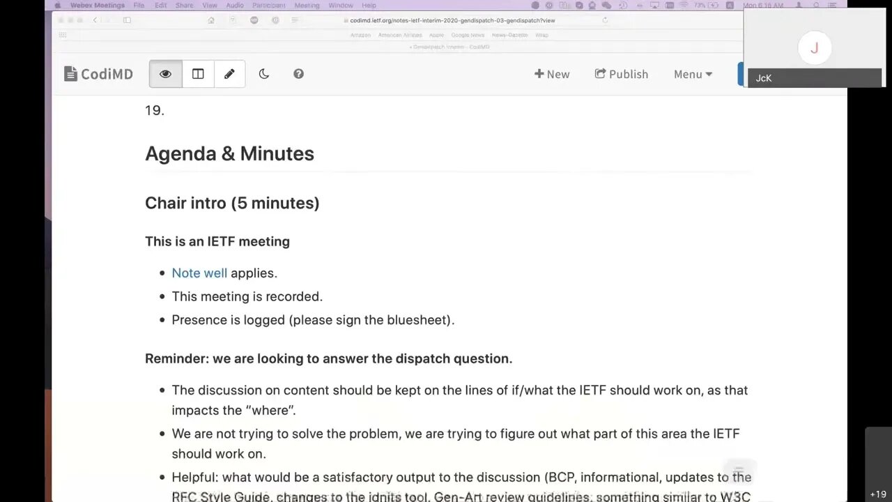 GENDISPATCH WG Interim Meeting, 2020 09 07