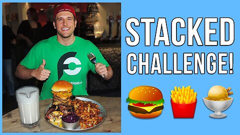 Man vs Food BBQ Burger Challenge (WITH A GIANT MILSHAKE!!)