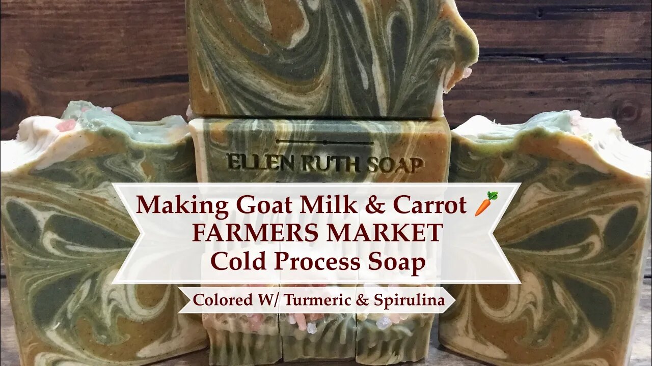 How I make FARMERS MARKET🥕Goat Milk CP Soap w/ Carrot, Turmeric & Spirulina | Ellen Ruth Soap