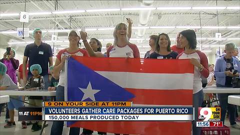 Volunteers pack 150K+ meals for Puerto Rico