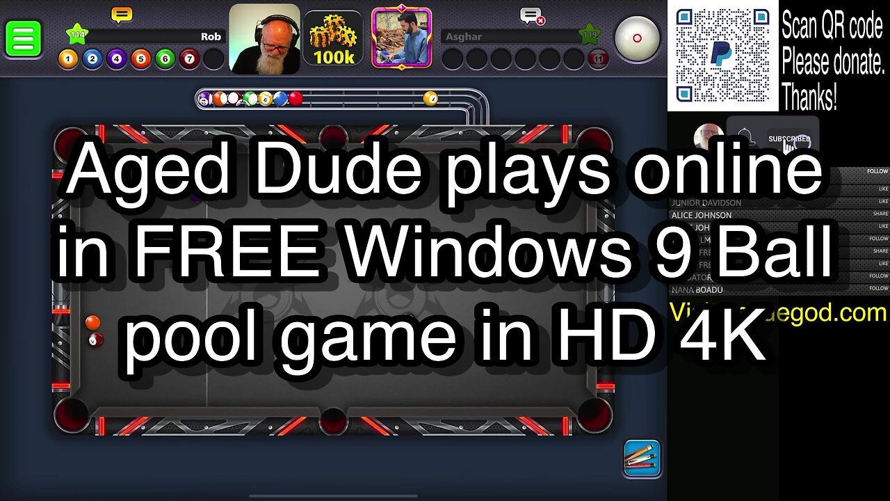 Aged Dude plays online in FREE Windows 9 Ball pool game in HD 4K 🎱🎱🎱 8 Ball Pool 🎱🎱🎱