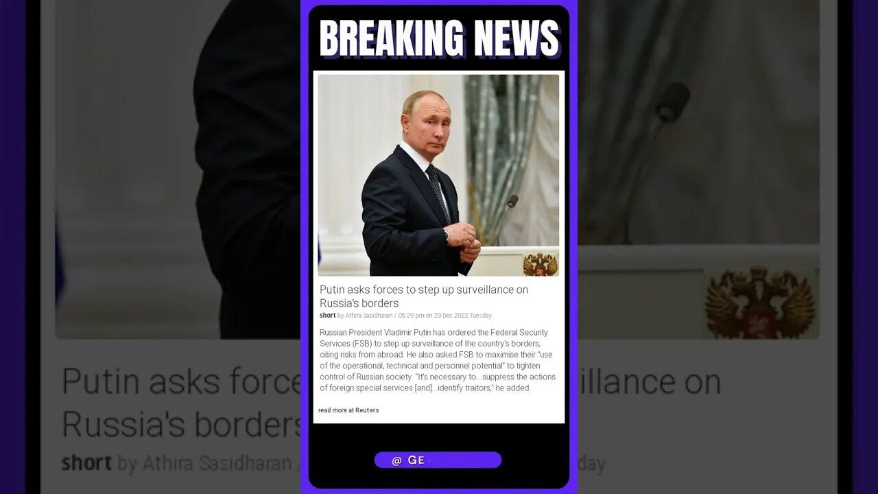 Latest Information | Russian President Putin Urges Increased Border Security - Watch Now! | #shorts