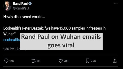 Rand Paul reveals Wuhan lab emails “we have 15k samples in freezers in Wuhan”