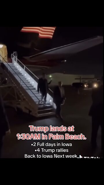 TRUMP❤️🇺🇸🥇🪽LANDS IN FLORIDA🤍🇺🇸🏅🪽🛬 AFTER INTENSE DAYS OF MAGA RALLIES💙🇺🇸🏅🪽🏰⭐️
