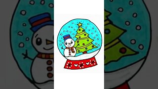 How to draw and paint Snow Globe #shorts