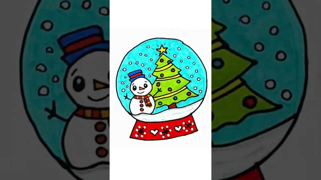 How to draw and paint Snow Globe #shorts