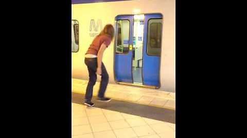 Catching the train Parkour Style!