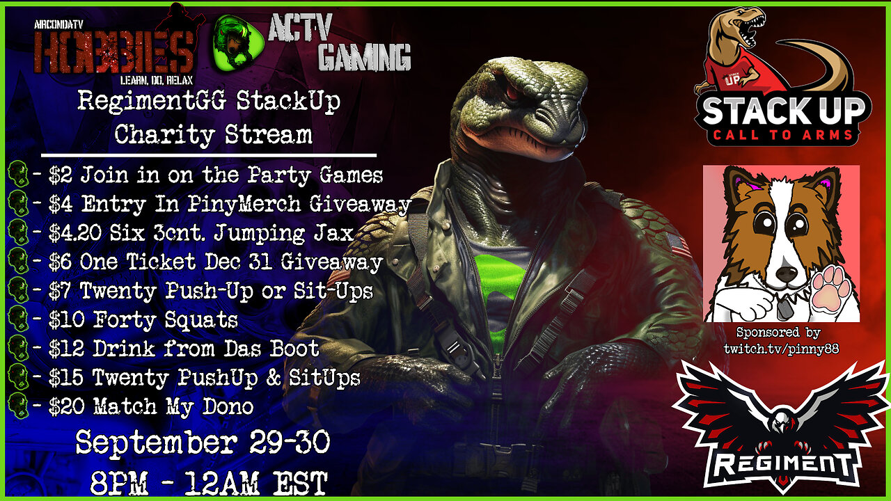 RegimentGG StackUp Charity Stream - Let's Party Like Animals! (I Play with Donors)