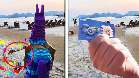 Opening the LOOT LLAMA in REAL LIFE.. (Fortnite Season 5)