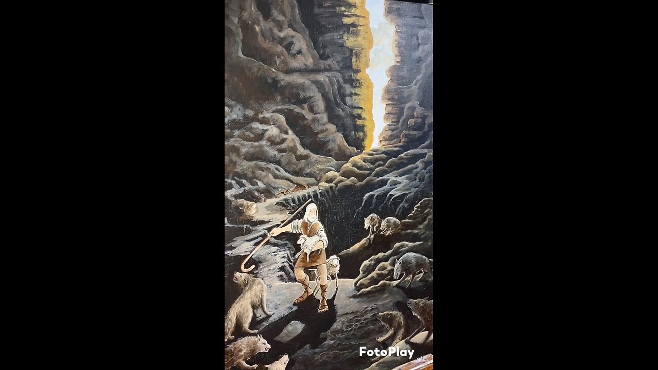 pushing shadow, painting the face of the good shepherd