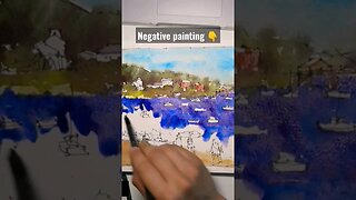 Negative painting boats: watercolour techniques #shorts