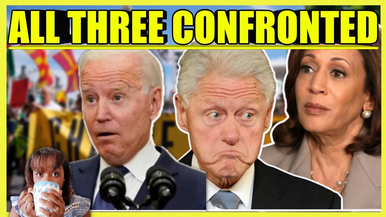 Biden, Kamala & Bill Clinton CONFRONTED By Protesters (clip)