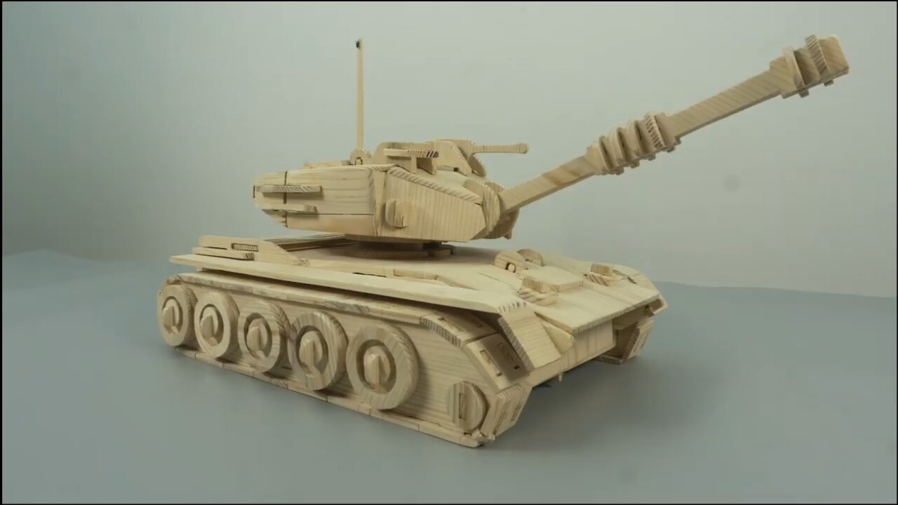 Making wooden military tank