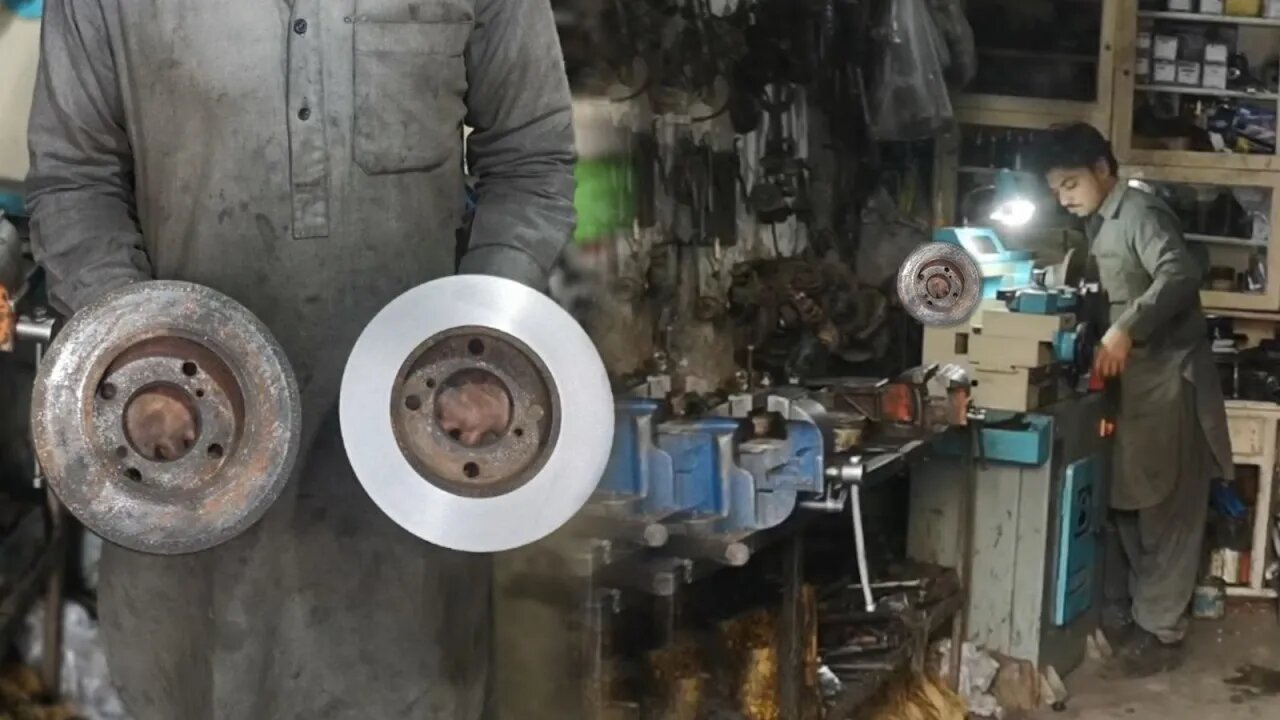 Restore Resurface Disc Brake Drums | Restore Rusty Disc Brake Pad | Brake Lathe Brake Disc Polishing