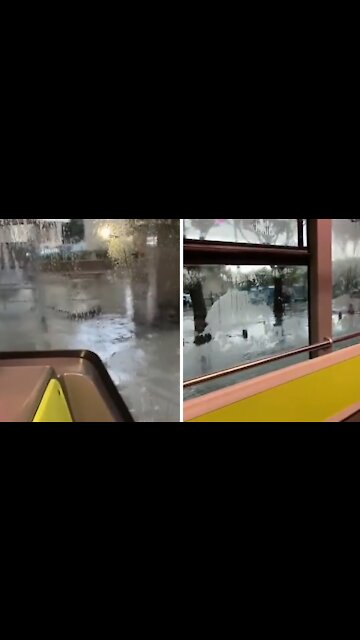Extreme flooding in Marseille captured from inside bus