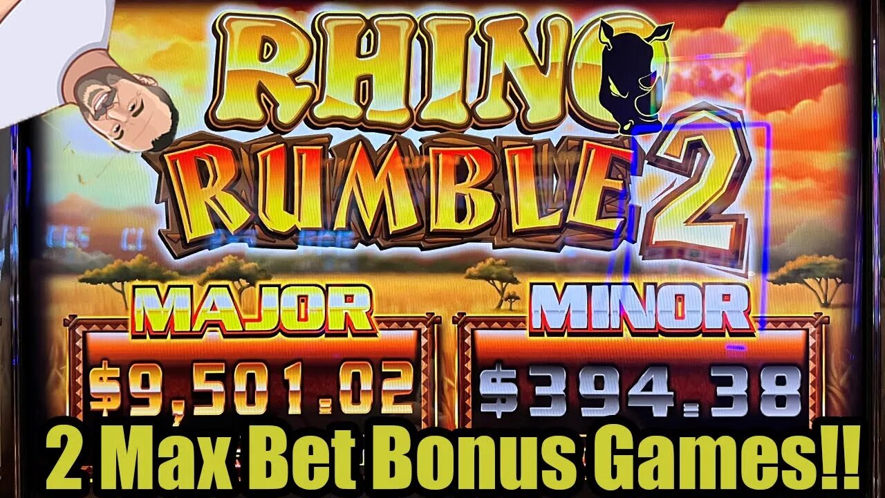 Rhino Rumble 2! $25 Max Bets! 2 Bonus Rounds! Free Spins!