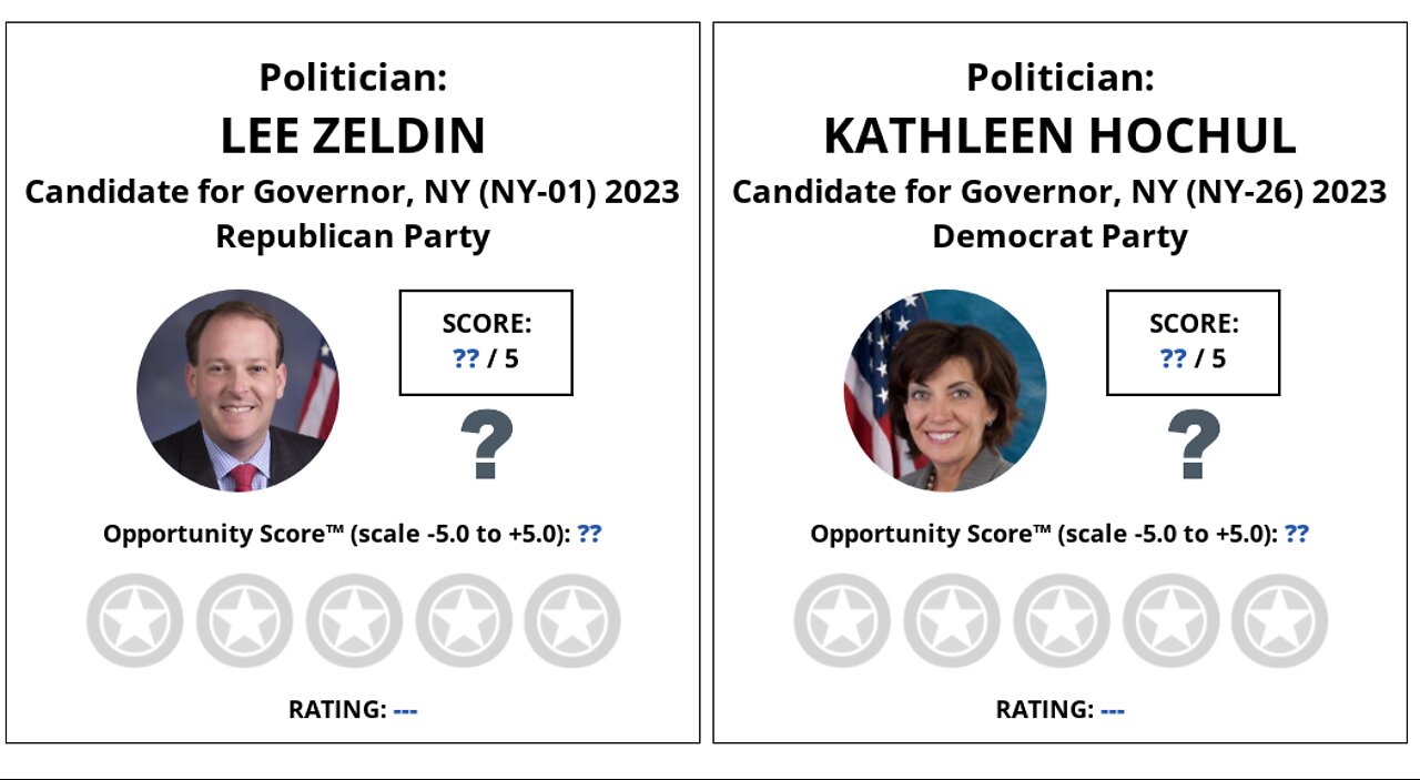 OppScore Side by Side - You Decide Matchup Lee Zeldin vs Kathy Hochul for NY Governor