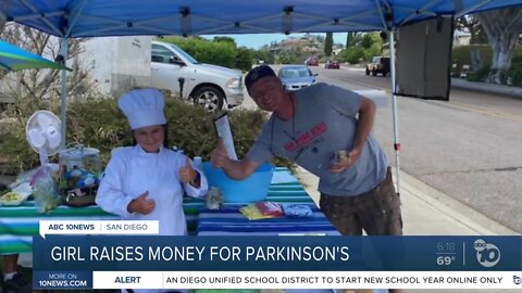 A young girls hosts a bake sale for parkinson's