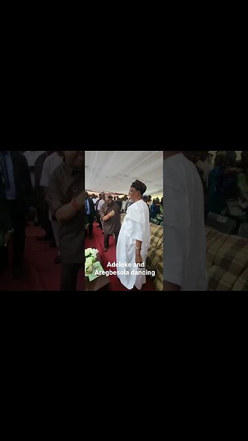 Adeleke and Aregbesola dancing at Ilesha
