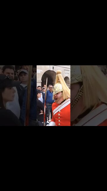 Guard shouts at tourist walking in front of him #horseguardsparade