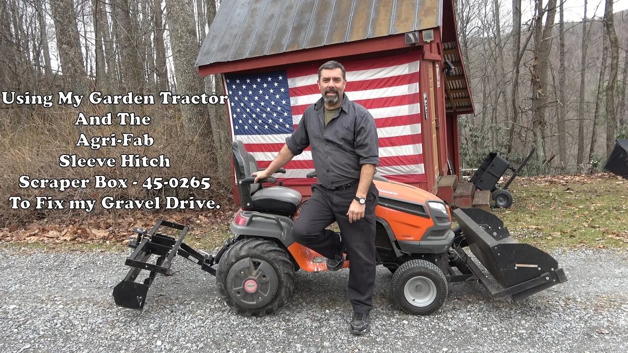 Maintain your gravel road with a riding mower? Yes! The Agri-Fab Scraper Box Works Great.