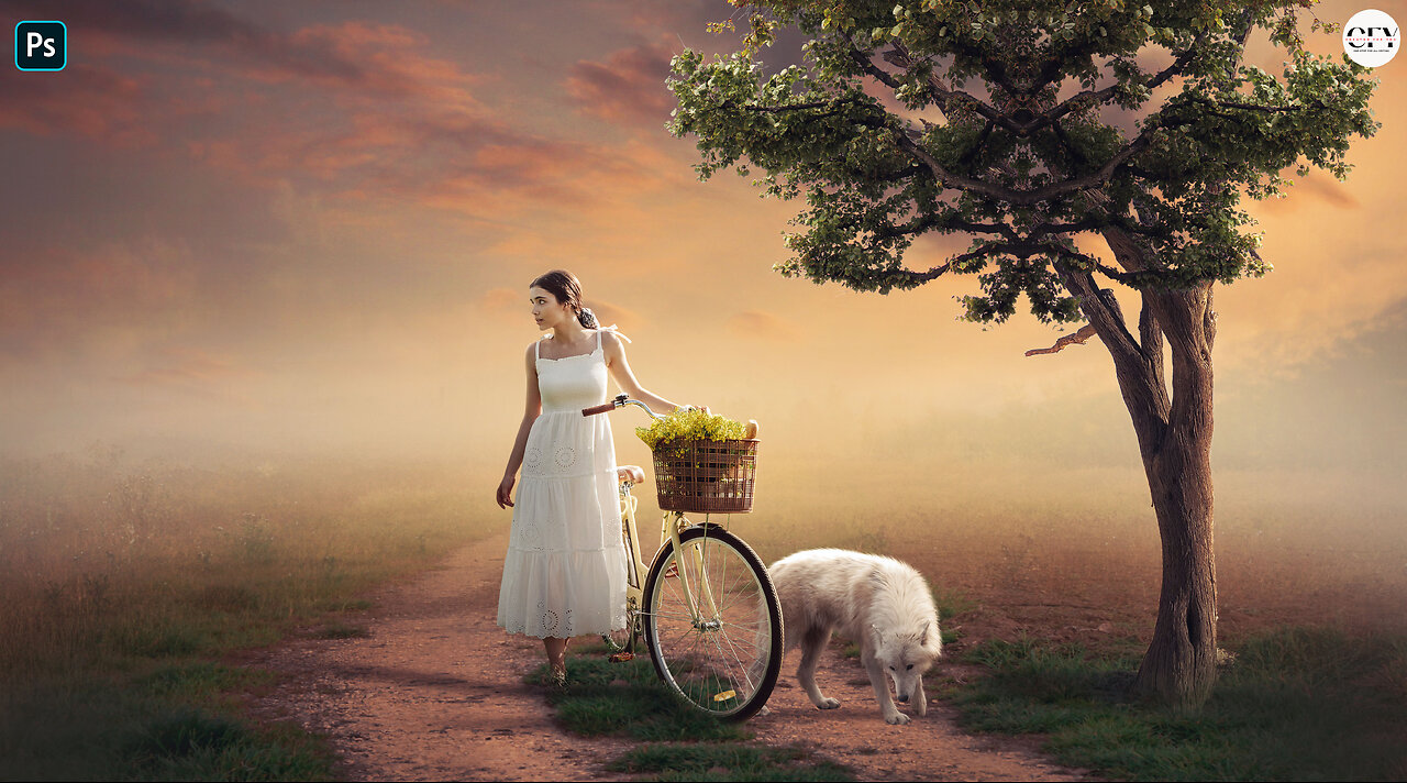 Girl With Cycle Fantasy Photo Manipulation