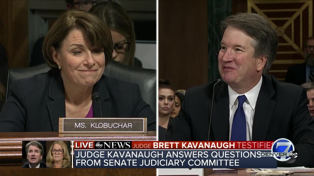 Sen. Klobuchar asks if Kavanaugh has a drinking problem, he queries her back