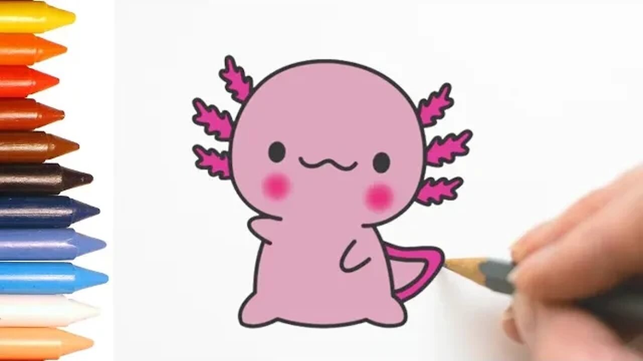 COMO DESENHAR AXOLOTE KAWAII FÁCIL - PASSO A PASSO