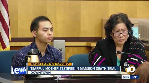 Tearful mother testifies in mansion death trial