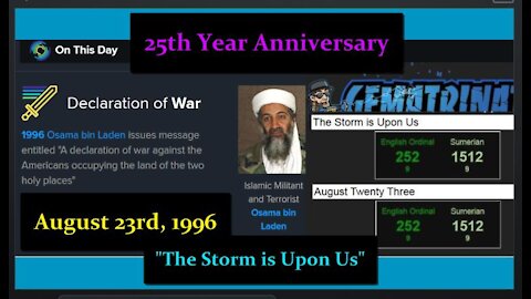 8/23 is the 25th Anniversary of Bin Laden Declaring War on America: Is the Next 9/11 Storm Upon Us?