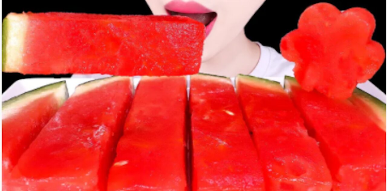 ASMR FROZEN FRUITS, SWEET WATERMELON/ EATING SOUNDS MUKBANG