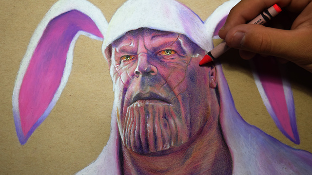 Incredible hyperrealism time lapse drawing of Thanos