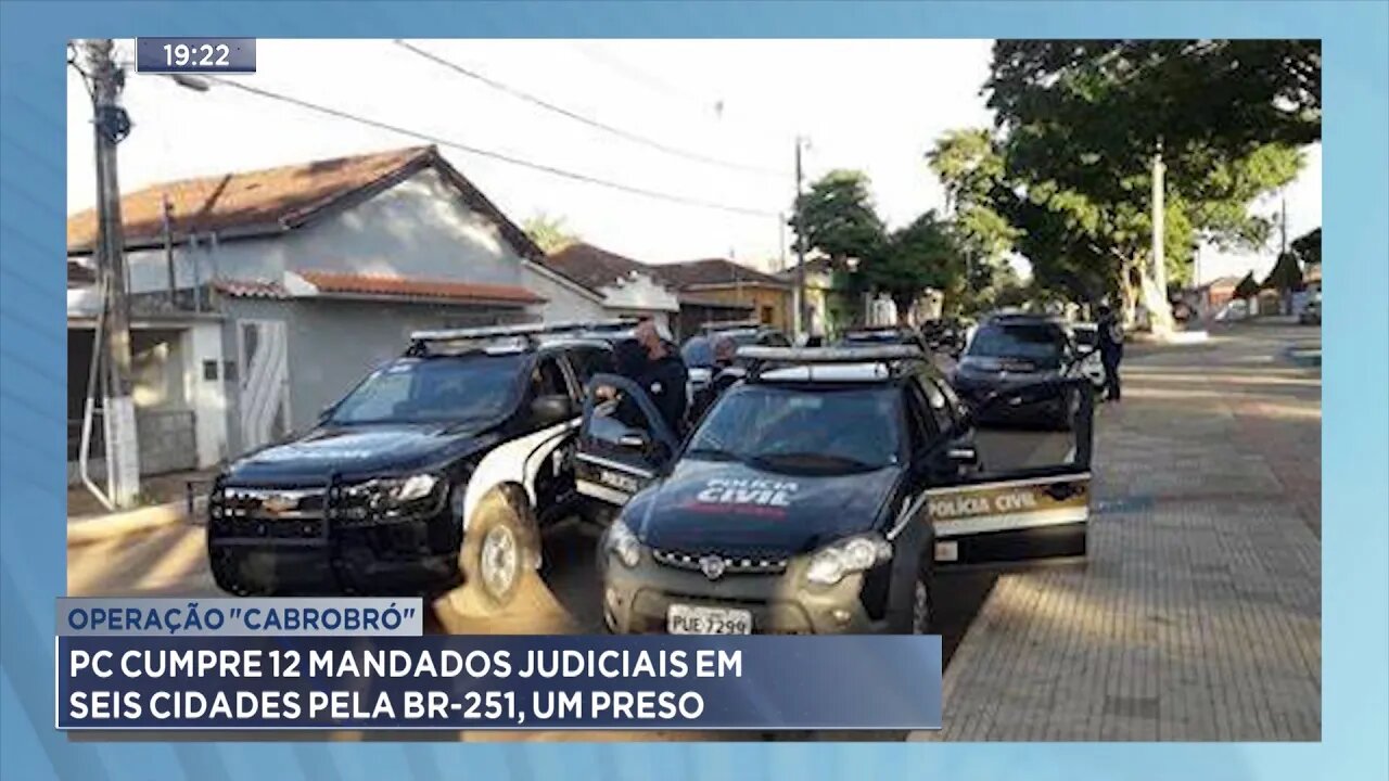 Operação Cabrobró: PC Cumpre 12 Mandados Judiciais em Seis Cidades pela BR-251, um Preso.