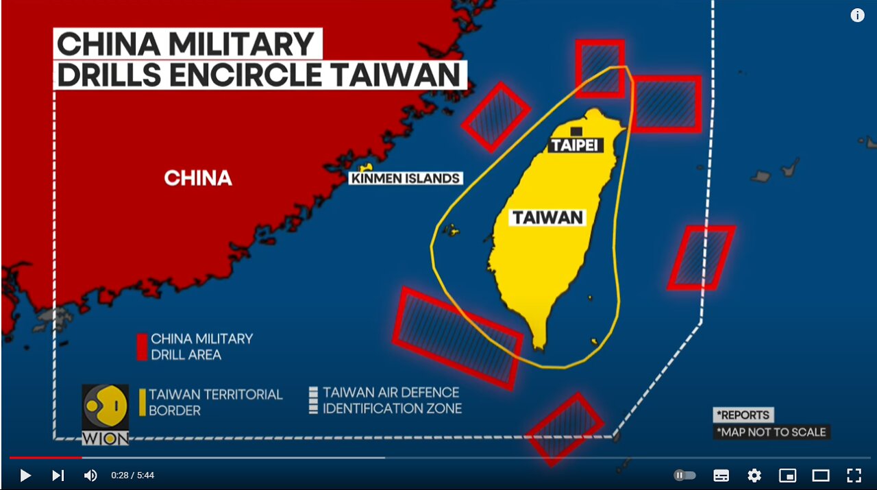 La Cina lancia le più grandi esercitazioni militari di sempre intorno a Taiwan in più zone che circondano l'isola giovedì a mezzogiorno e si concluderanno domenica per la futura invasione dell'isola da parte del governo legittimo di Pechino