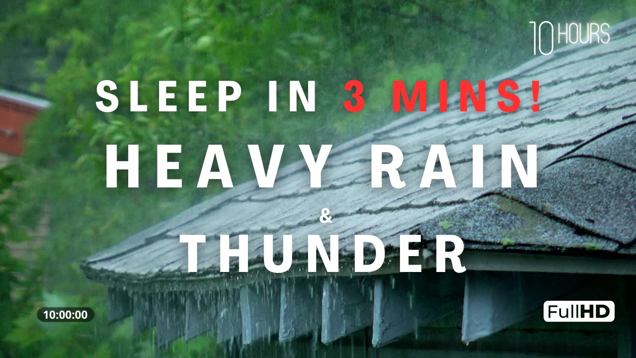 Fall Asleep in 3 Mins | Heavy Rainfall And Thunder | #Rain #Peaceful #Relaxing