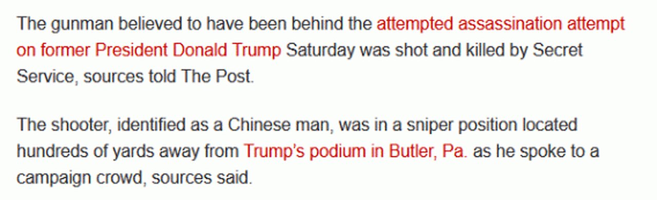 Pres Trump Butler Pennsylvania rally assassination attempt shooter chinese national
