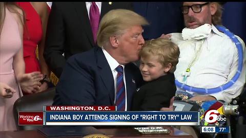 Indy boy joins Trump as he signs 'Right to Try' bill to let terminal patients to try unproven drugs
