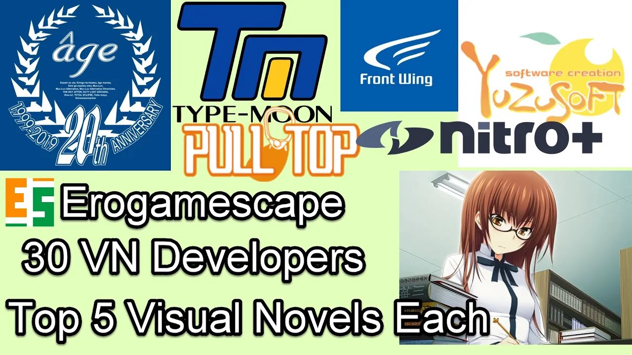 Erogamescape: 30 VN Developers - Top 5 Rated Visual Novels Each