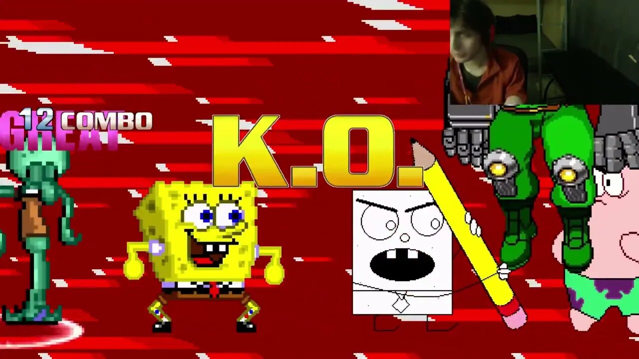 SpongeBob SquarePants Characters (SpongeBob, Squidward, And DoodleBob) VS Baby Commando In A Battle