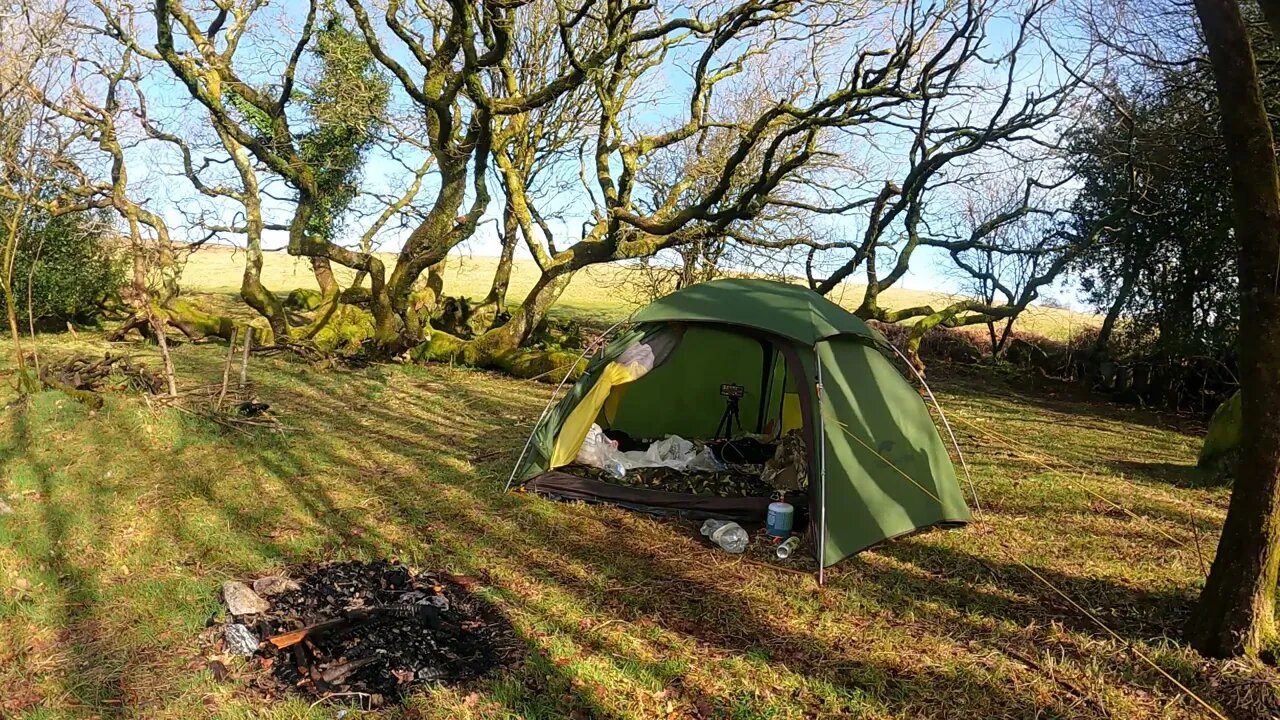 going to higher ground to get a phone signal. Reddacleave campsite Dartmoor 25th March 2023