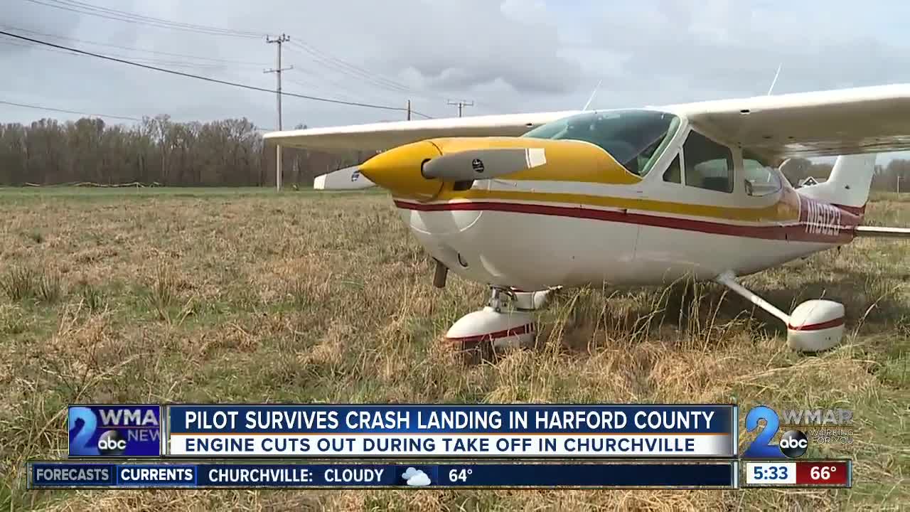 Pilot survives crash landing in Harford County